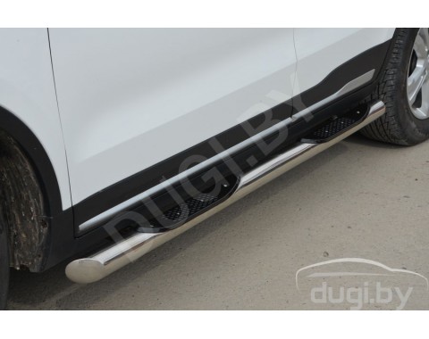 GEELY ATLAS с 2016-н.в. боковые подножки Delux d76 из нержавеющей стали